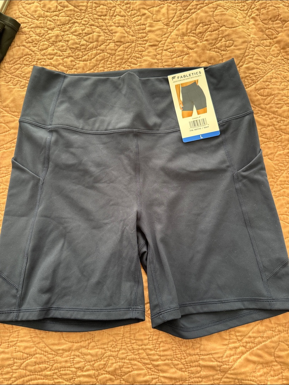Fabletics Navy High-Waisted Bike Shorts